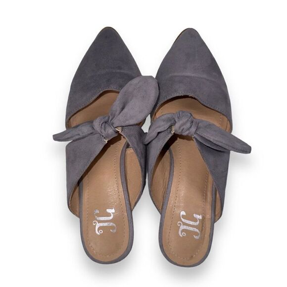 Journee Collection Telulah Pointed Toe Slip-on Flat Grey Velvet Women's 6 - Picture 9 of 10